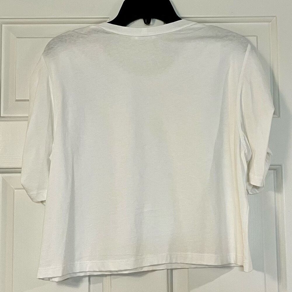 A.L.C. Puff Ruffle Sleeve White Tee Large - Picture 2 of 7